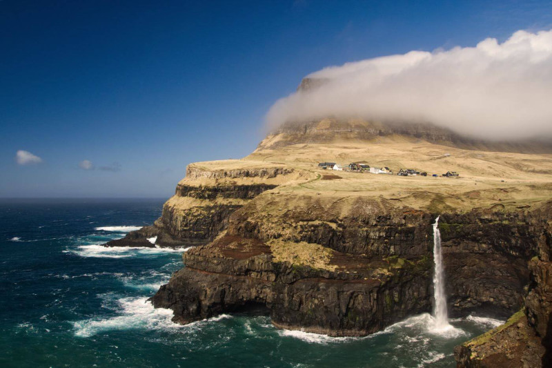 Spectacular cliffs and a waterfall