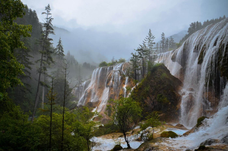 A huge waterfall in the forest